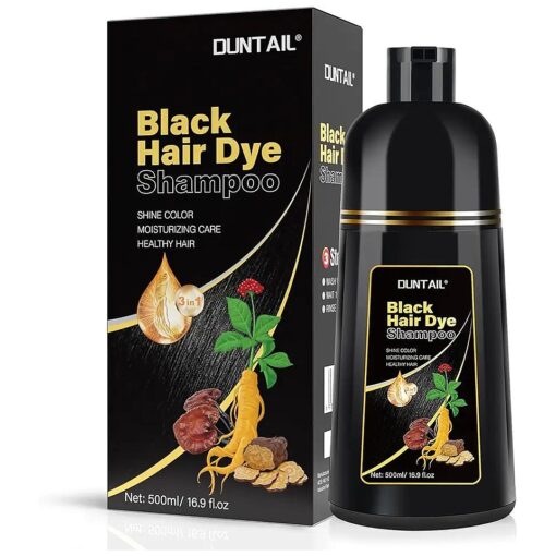 DUNTAIL Black Hair Dye Shampoo for Gray Hair, Hair Color Shampoo for Women and Men, 3 in 1 100 % Grey CoverLasts 30 Day