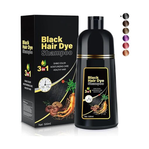 Black Hair Dye Shampoo 3 in 1 Champu Para Canas for Gray Hair Coverage, Natural Herbal Black Hair Color Shampoo for Women, shampoo para pintar el cabello