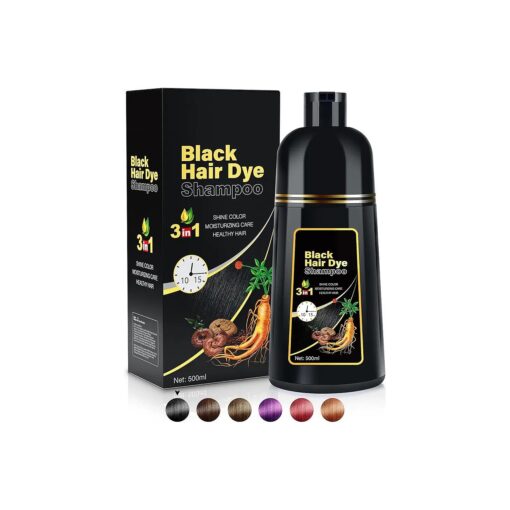 Black Hair Dye Shampoo 3 in 1 champu para canas for Gray Hair Coverage Hair Color Shampoo for Women and Men Instant Herbal Ingredients Long Lasting 500ML