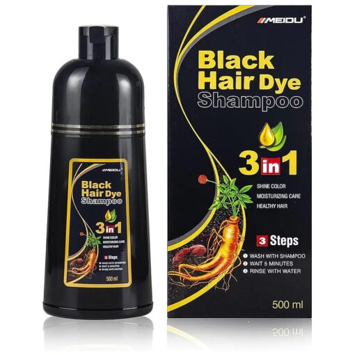 Ivnil Meidu Black Hair Dye Shampoo 3 in 1 Champu Para Canas Mujer Gray Hair Coverage for Women & Men Herbal Natural Plant Hair Dye Shampoo