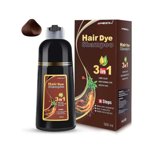 Hair Dye Shampoo 3 in 1 for Gray Hair, Hair Color Shampoo Organic Natural Hair Color Dye Shampoo for Women Men ( Chestnut Brown )