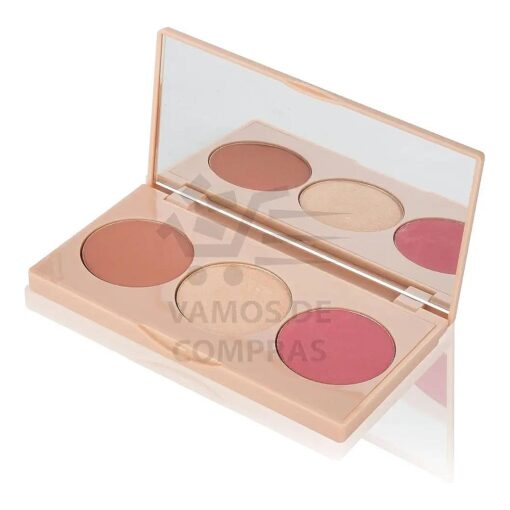 FARMASI Makeup Face Palette, Trio Eyeshadow, Long Lasting Face Sculpting, Blush and Highlighter Powder, Glow Contour Shadow Bronzer, All Skin Types, 0.52 oz, / 15 g ( 3 in 1 Face Palette )