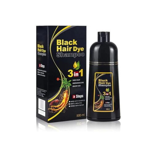 Instant Black Hair Dye Shampoo for Women MEIDU Hair Color Shampoo Gray Hair For Men- 100 % Gray Coverage - Herbal Ingredients 3 in 1 Black Hair Dye 500ml