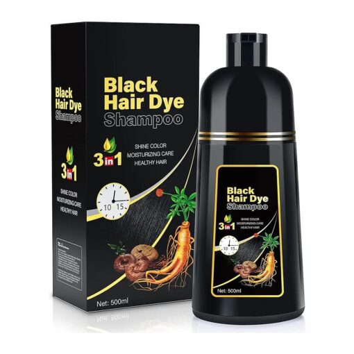 JUANCHI Black Hair Dye Shampoo 3 in 1 for Gray Hair, Hair Color Shampoo Organic Natural Hair Dye Shampoo for Women Men ( Black )