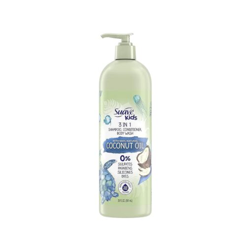 Suave Kids 3 in 1 Shampoo, Conditioner, Body Wash With Coconut Oil for Moisture Soap That 's Tear-Free 20 oz