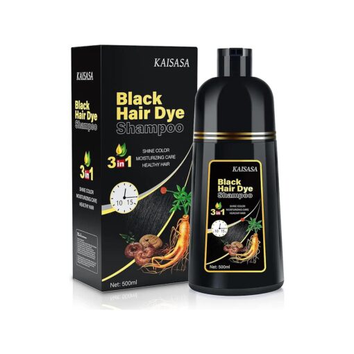 Hair Dye Shampoo for Gray Hair, 3 in 1 Herbal Ingredients Natural Shampoo Hair Dye for Women Men, Grey Coverage Shampoo 500ml ( BlACK )