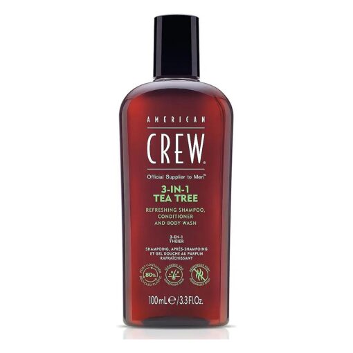 American Crew Shampoo, Conditioner & Body Wash for Men, 3-in-1, Tea Tree Scent, 3.3 Fl Oz