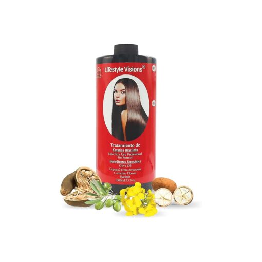 Keratina Para Alisar El Pelo Sin Formol, 35.3 oz/1000 ML, Frizz Control, Enriched With Olive Oil for Making Hair Extra Soft, Smooth, and Shiny, Good For Professional Use or At Home, For All Hair Types