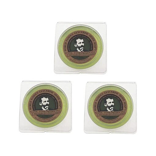 Col. Conk World 's Famous Shaving Soap, Lime - 3 Pack - Each Piece Net Weight 2.25 Oz