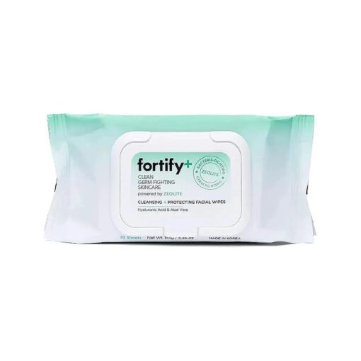 Fortify Natural Germ-Fighting Skincare - Facial Wipes - Skin Protecting + Cleansing | Helps Protect, Hydrate & Refresh skin | Clean Beauty | Made in Korea - 30 Count