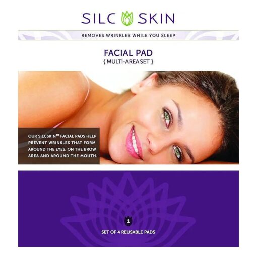 SilcSkin Facial Pad Multi-Area Set, Use for Wrinkles & Lines from Sun Aging Side Sleeping, Reusable Self Adhesive Medical Grade Silicone, 4 Individual Pads - 30 Day Supply