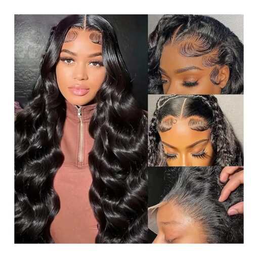 Body Wave Lace Front Wigs Human Hair 30 Inch Lace Front Wig Human Hair Pre Plucked 180 Density HD Transparent Frontal Wigs Human Hair with Baby Hair Wigs for Black Women Natural Color