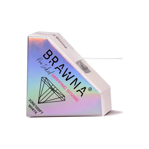 BRAWNA [ Upgraded Version ] 30 Meters White Brow Mapping string for Eyebrow Measuring - Microblading Supplies - PMU Kit - Pre inked Mapping Thread