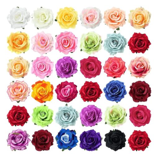 30 Packs 4 Inch Flower Hair Clip Rose Hair Accessories Floral Hairpin Brooch Hair Flowers Pin Flower Brooch for Bridal Headpiece Accessories Wedding ( Multicolor )