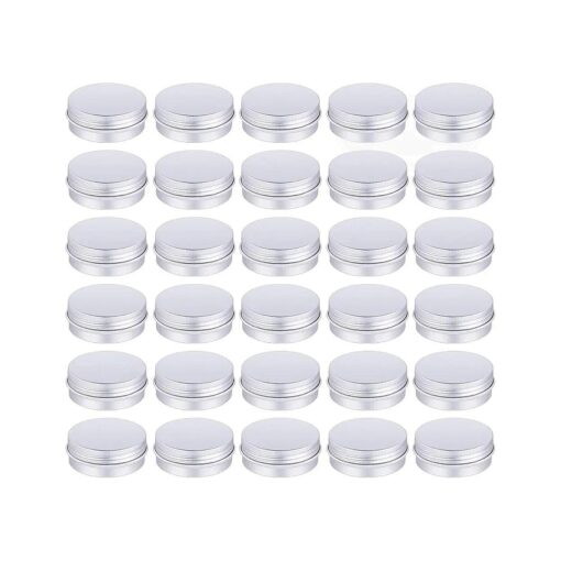 30 Pack Tin Cans Screw Top Round Metal Lip Balm Tins Containers with Lids ( 1oz )