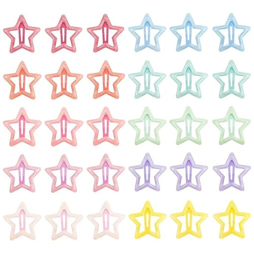 30 PACK Star Snap Hair Clips Non-slip Toddlers Colorful Cute Lovely Metal Hair Barrettes Hair Accessories for Women Girls ( Style 4 )