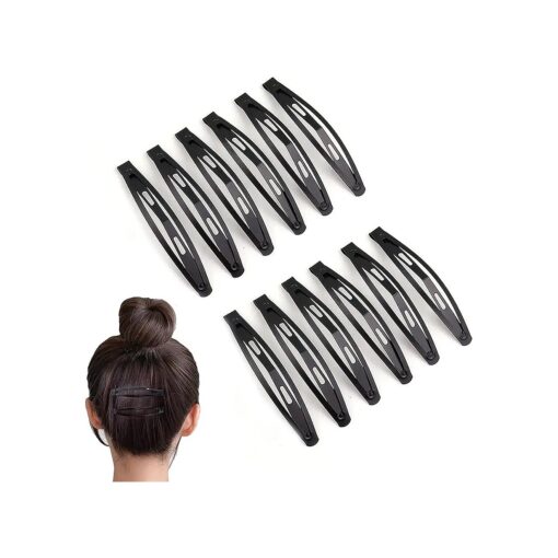 30 Pcs Snap Hair Clips Metal Hair Barrettes for Women, Long No-slip Barrettes for Girls Thick and Thin Fine Hair, Small Hair Clips for Women Makeup Styling ( Black 2.16 Inch )