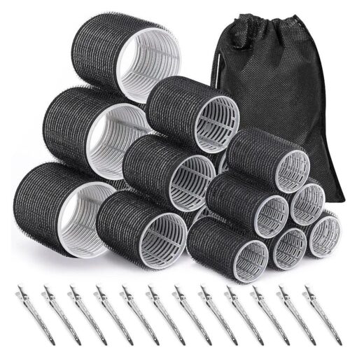 Rollers Hair Curlers 30Pcs Set with 18Pcs Hair Roller 3 Sizes ( 6 Large Rollers, 6 Medium Rollers, 6 Small Rollers ) and 12 Clips and Storage Bag for Long Medium Short Hair Volume