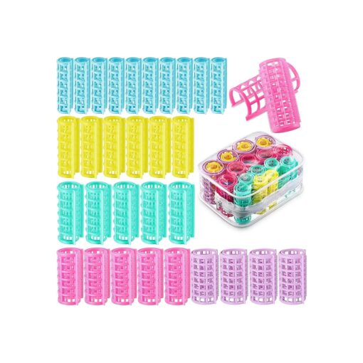 30 Pieces Plastic Hair Rollers Curlers Self Grip Rollers Hairdressing Curlers No Heat Hair Curlers for DIY Hairdressing Hair Salon Hair Barber, 5 Sizes