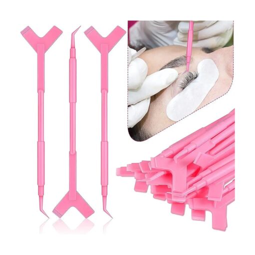 30 Pieces Y Shape Eyelash Lift Tool Eyelash Brush Eyelash Lift Eyelash Lifting Tool Brush Silicone Grafting Eyelash Lift Brush for Eyelash Extension Makeup Tool ( Pink )