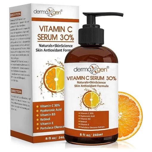 30 % Vitamin C Serum ( 8 Fl Oz ) Pure Organic Anti- Wrinkle + Hyaluronic Acid + Retinol + Vitamin E + Vitamin B, Facial Serum For Anti-aging, Wrinkles, And Fine Lines .