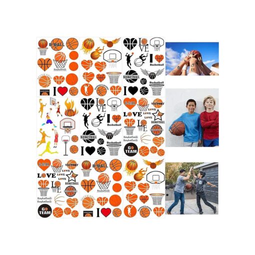 300PCS Basketball Motivational Tattoos Temporary for Kids - Basketball Baby Shower/Birthday Party Supplies Sports Party Goodie Bag Stuffers Favors Prize ( 24 Sheets )