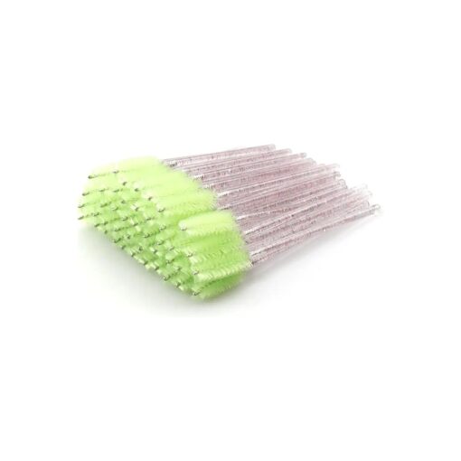 300 PCS Crystal Eyelash Mascara Wands Disposable Lash Brushes for Extensions Spoolie Brush Applicators Makeup Tool Kits ( multicolor green )