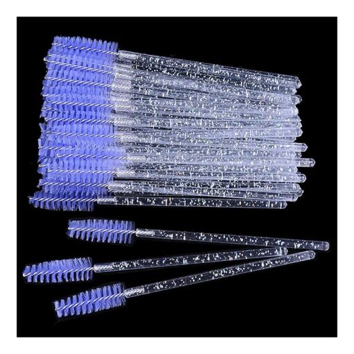 300PCS Disposable Mascara Wands Spoolie Brush Crystal Eyebrow Brushes Eyelash Extension Applicator Makeup Kits.myaokue-up ( White-Light Purple )