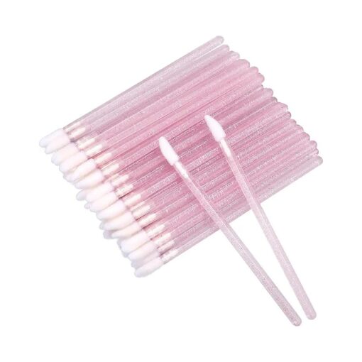 G2PLUS 300PCS Lip Brushes, Crystal Disposable Lip Brushes, Glitter Lip Gloss Applicators, Lipstick Gloss Wands Applicator Makeup Tool Kits for Lipstick and Lip Gloss ( Pink )