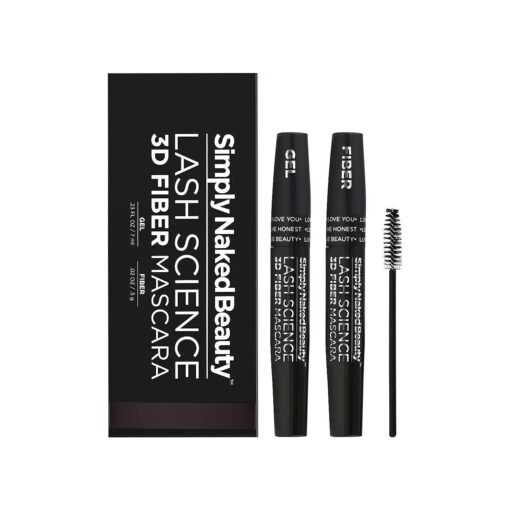 3D Lash Fiber Mascara DARK BROWN - Water Resistant, Lengthening Tubing Mascara for Volume - Gel & Dry Fibers - Non Toxic, Hypoallergenic by Simply Naked Beauty