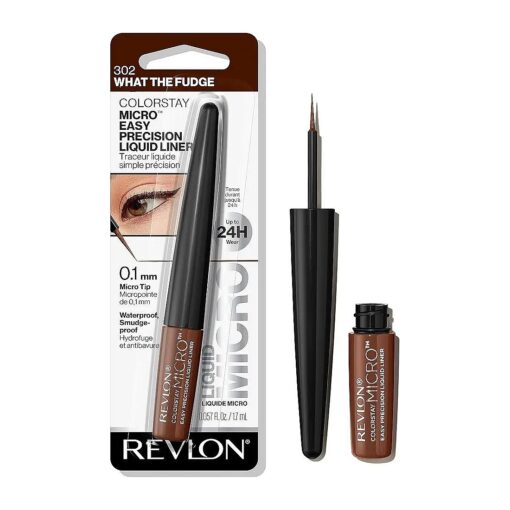 REVLON ColorStay Micro Easy Precision Liquid Eyeliner, Waterproof, Smudgeproof, Longwearing with Micro Felt Tip, 302 What the Fudge, 0.057 fl, oz