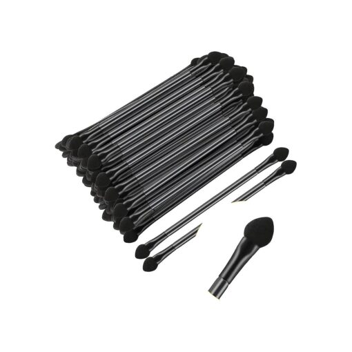 30PCS Disposable Dual Sides Eye Shadow Sponge Brushes Makeup Applicator, Professional Double-End Eyeshadow Brushes Cosmetic Tool ( 12CM, Black )