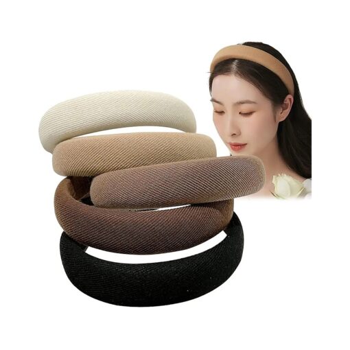 5pcs 30mm Fashion Headbands for Girls Women Padded Fabric Hair Bands Ivory Brown Black Hair Hoops For Daily