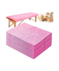 50 PCS 31" X 79" Thick Soft Massage Table Sheets Sets Disposable SPA Bed Sheets Non Woven Fabric Lash Bed Cover ( Pink )