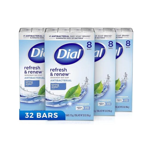 Dial Antibacterial Bar Soap, Spring Water, 32 Bars, 8 Count ( Pack of 4 )