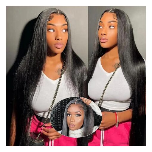 32 Inch Wear and Go Glueless Wig for Beginners Glueless Wigs Human Hair Pre Plucked Straight Lace Front Wigs Human Hair 13x4 Lace Front Wigs Human Hair 180 % Density Transparent Lace Front Wigs