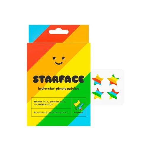 Starface Rainbow Stars, Hydrocolloid Pimple Patches, Absorb Fluid and Reduce Inflammation, Cute Star Shape, Vegan and Cruelty-Free Skincare ( 32 Count )