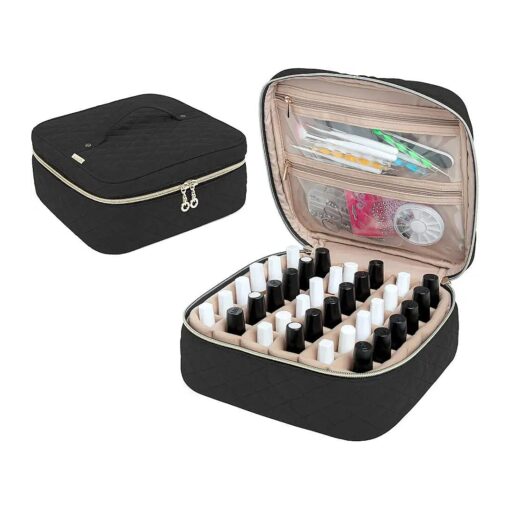 Yarwo Nail Polish Carrying Bag Holds 36 Bottles ( 15ml/0.5 fl.oz ), Travel Storage Organizer for Nail Polish and Manicure Accessories, Black ( Bag Only, Patent Pending )