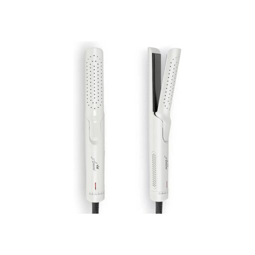 360deg Airflow Styler - 2-in-1 Professional Curling Wand & Hair Straightener - Flat Iron Curler with Cooling Fan, Air Vents - Crimper Styling Tool for Volume & All-Day Curls - All Hair Types ( White )