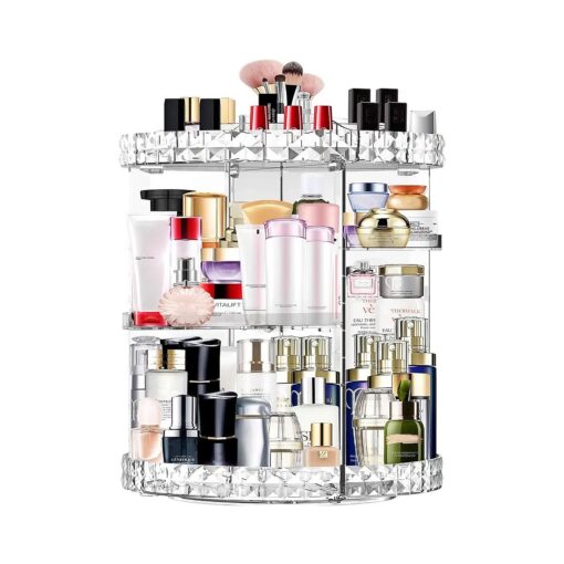 MISERWE Makeup Organizer 360 Degree Rotating 7 Adjustable Layers Large Capacity Cosmetic Organizer Transparent Make Up Organizers and Storage