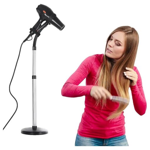 Hair Dryer Holder Stand Blow Dryer Holder Adjustable 360 Degree Rotation Stand Up Hair Dryer Heavy Duty Hairdryer Hands Free