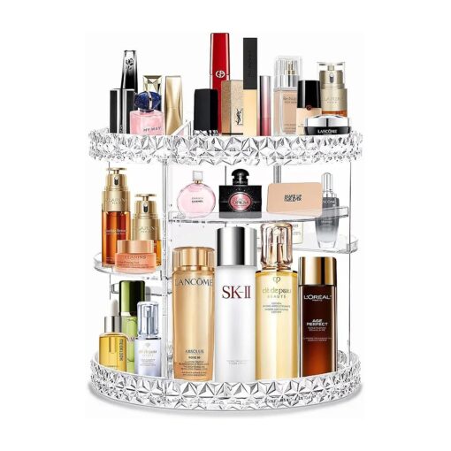 Kingtaily Rotating Makeup Organizer Spinning for Vanity, 360 Rotation with 6 Adjustable Layers, Large Capacity Vanity Skin-care Organizers Clear Perfume