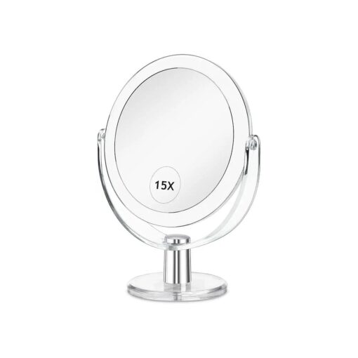 Vanity Mirror Makeup Mirror with Stand, 1X/15X Magnification Double Sided 360 Degree Swivel Magnifying Mirror, 6.25 Inch Portable Table Desk Counter top Mirror Bathroom Shaving Mirror