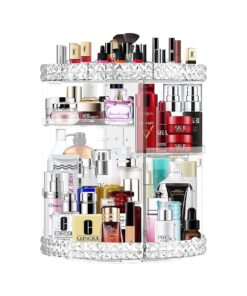 360 Rotating Makeup Organizer Large Capacity Cosmetics Organizer Beauty Organizer Clear Cosmetic Storage Display Case with 8 Layers and Detachable Shelves for Bedroom Dresser