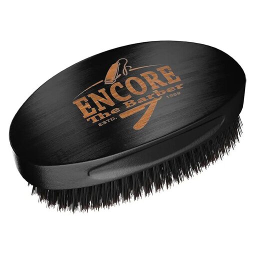 360 Wave Brush medium boar bristle | curved palm for men hair ( Black )