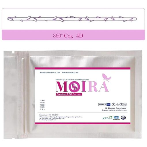 MOIRA Mother 's Day Pdo Cog Threads for Face Lift, 360R Bidirection 4D Cog Type, 18G100mm, 20Pcs, W Blunt-Type