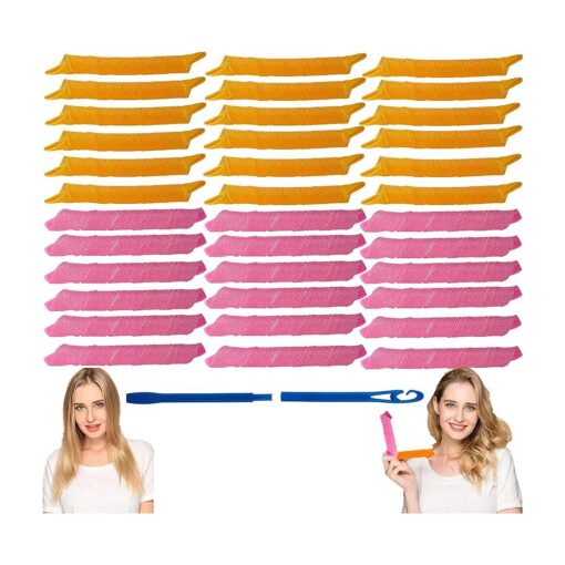 No Heat Hair Curlers 36PCS Heatless Spiral Curlers Styling Rollers Kit Magic Hair Curlers Curls with Styling Hooks for Home Salon DIY Most Kinds of Hairstyles