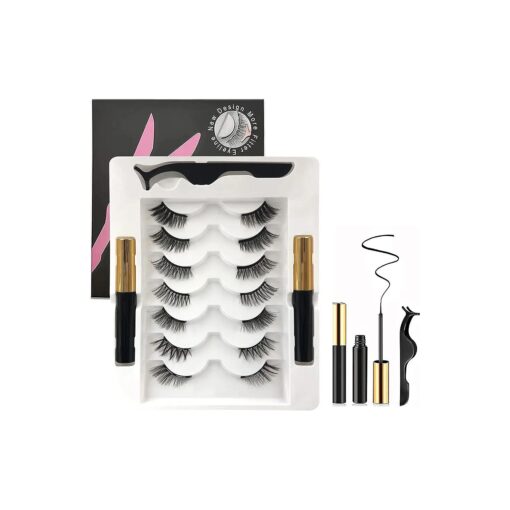 Magnetic Half Lashes with Eyeliner and Tweezers Magnetic Eyelashes Kit 7 Pairs Mix Styles 3D Cat Eye Lashes Natural Look Reusable Fake Eyelashes Easy to Wear No Glue Needed by TMIELYBS