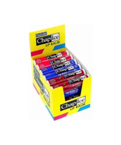 Chap-Ice ( r ) | Premium and Traditional Lip Balm for Chapped, Dry, or Windburned Lips | 3 Flavor Assorted Display - Cherry SPF-4, Moisture SPF-15, Watermelon - 24 Sticks ( 0.15oz/4.25g )