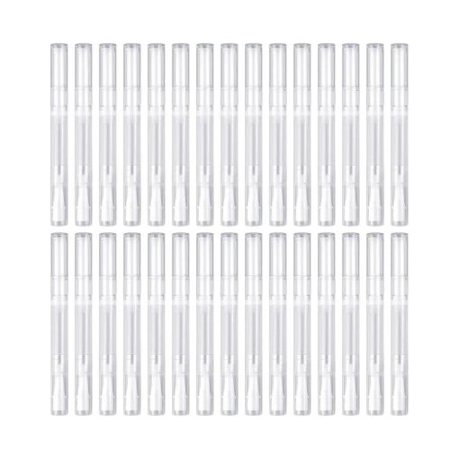 30Pack 3ML Transparent Twist Pens, Empty Nail Oil Pen Brush Cosmetic Lip Gloss Container Applicators